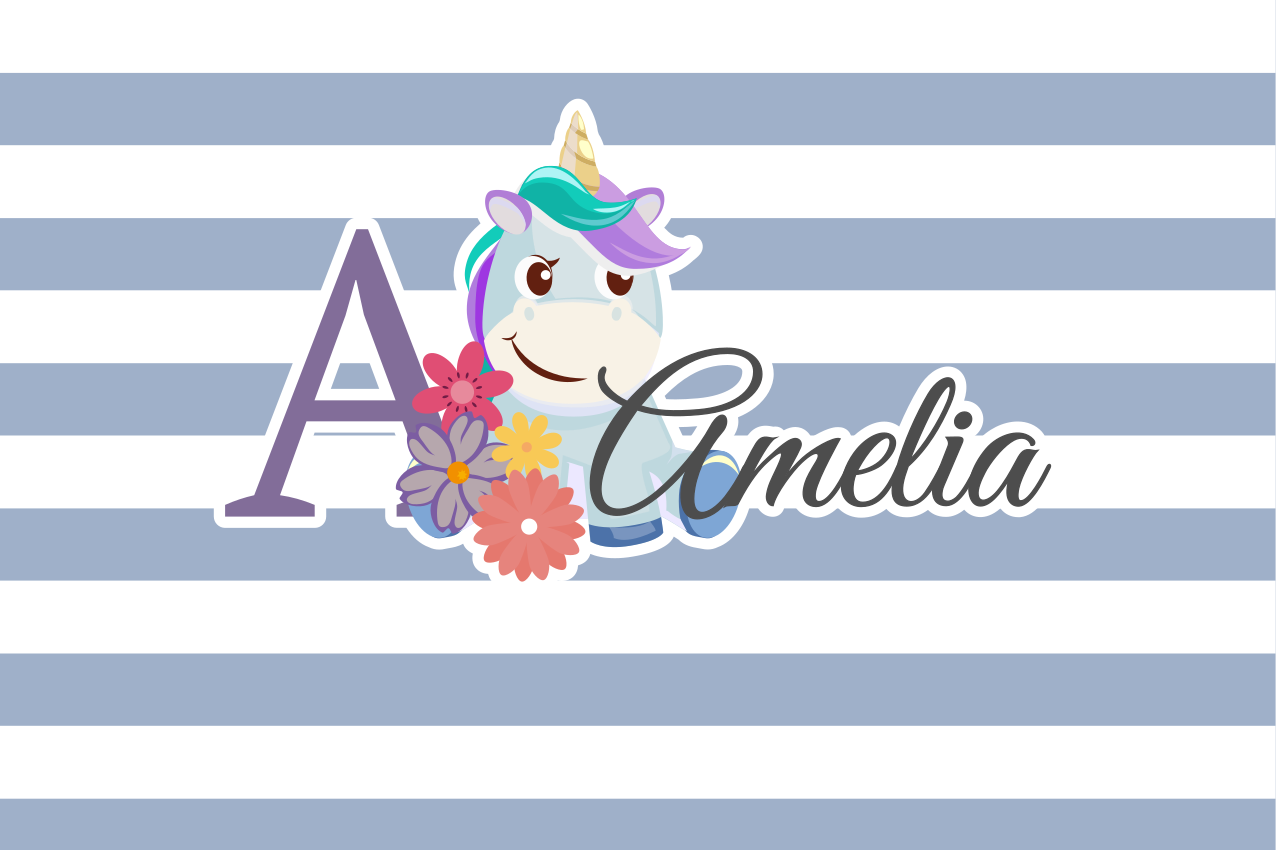Children placemats unicorn name design - TenStickers