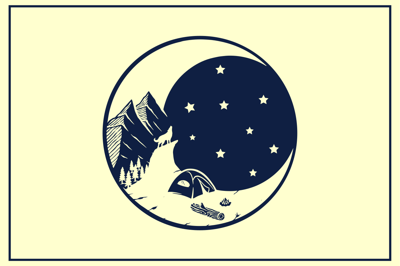 Original placemats mountain camping scene - TenStickers