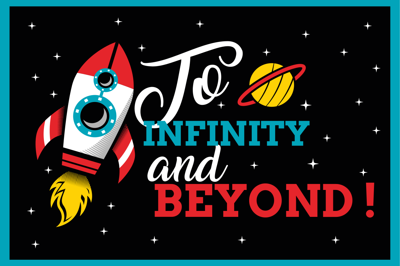 Placemats with quote rocket to infinity - TenStickers