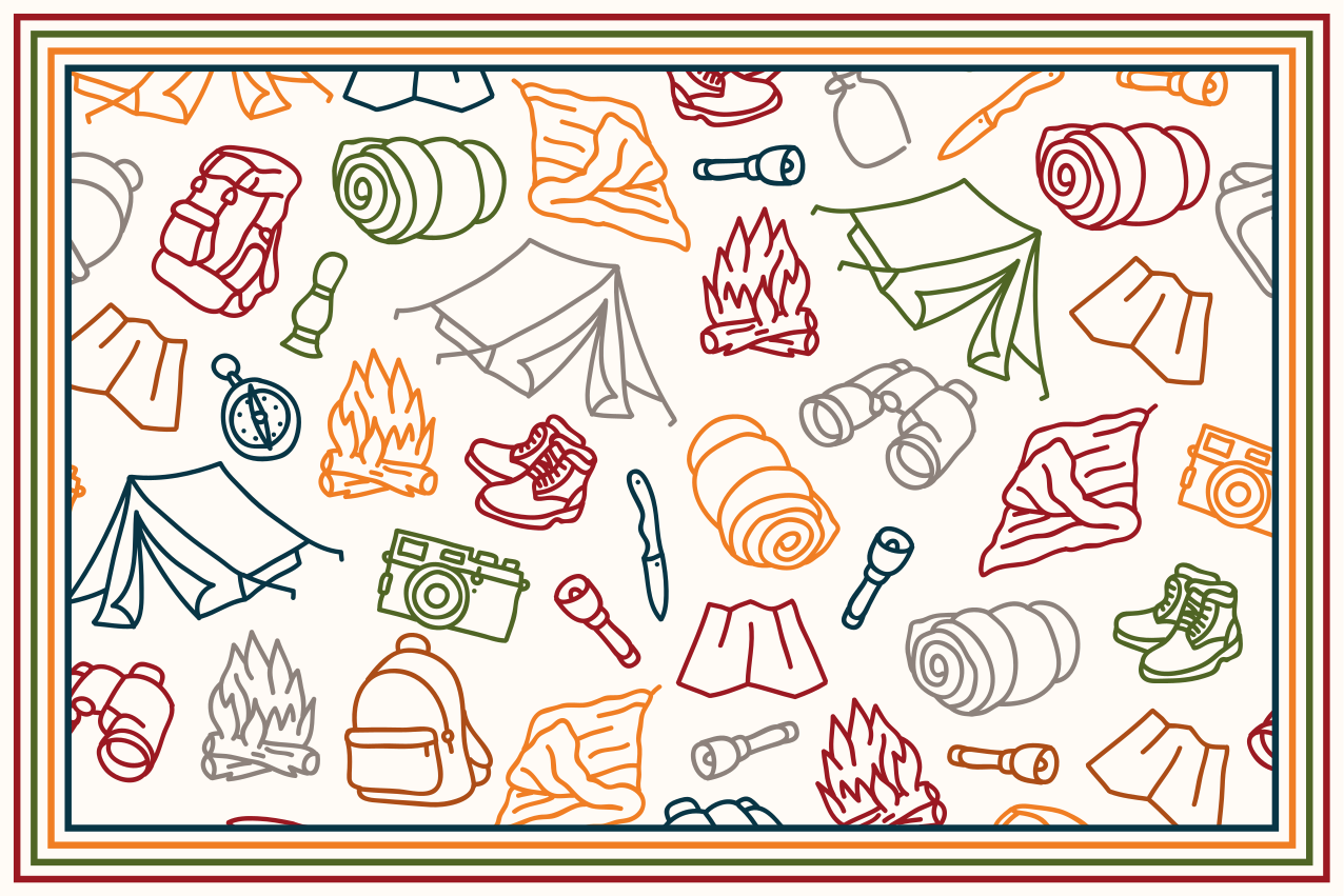 Original placemats camping adventure icons - TenStickers