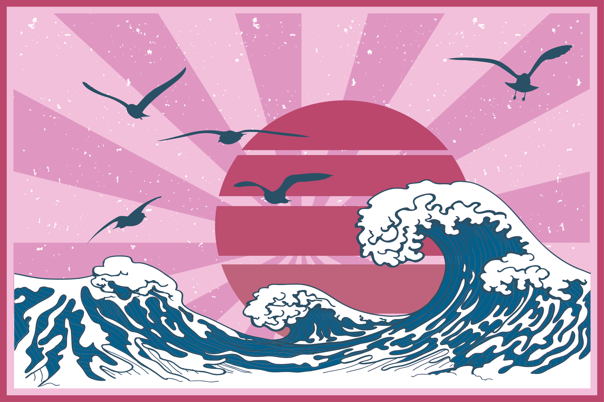 Modern placemats waves and sun design - TenStickers
