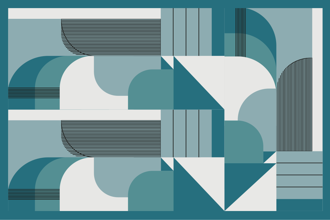 Modern placemats in geometric teal patterns - TenStickers