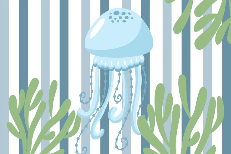 Original placemats jellyfish underwater scene - TenStickers