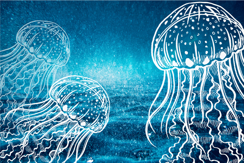 Original placemats jellyfish ocean scene - TenStickers