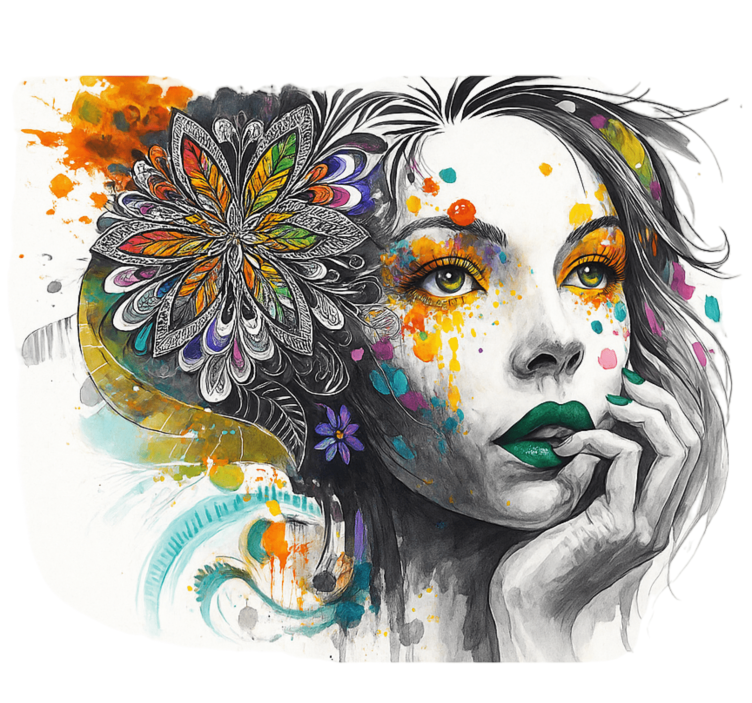 Exploding colours portrait graffiti wall mural - TenStickers