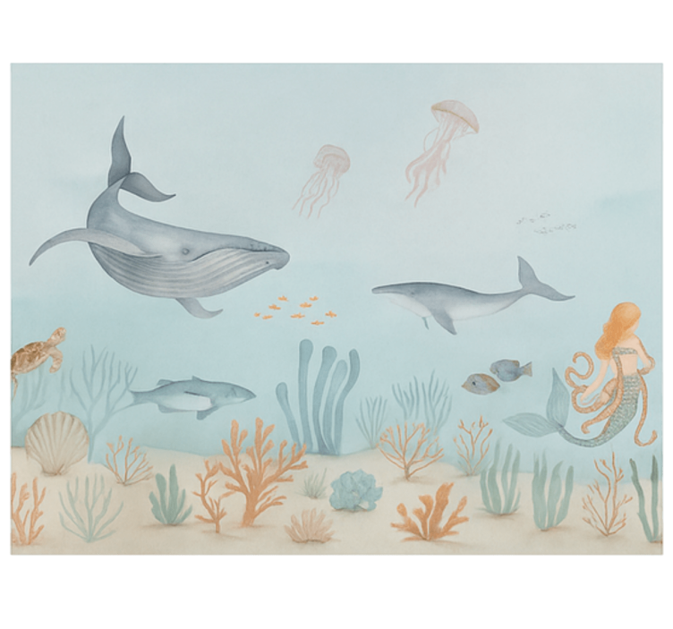Pastel aquatic life wall mural teen bedroom - TenStickers