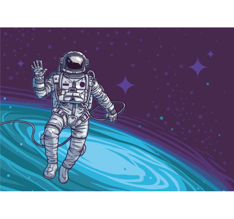 illustration cosmonaut living room wall mural - TenStickers