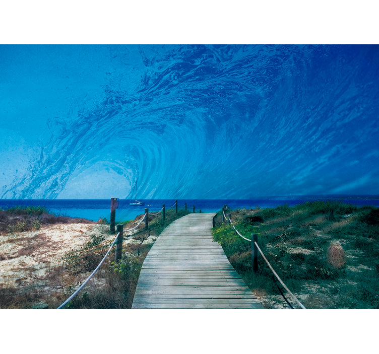 Ocean Wave Pathway under the sea wall mural - TenStickers