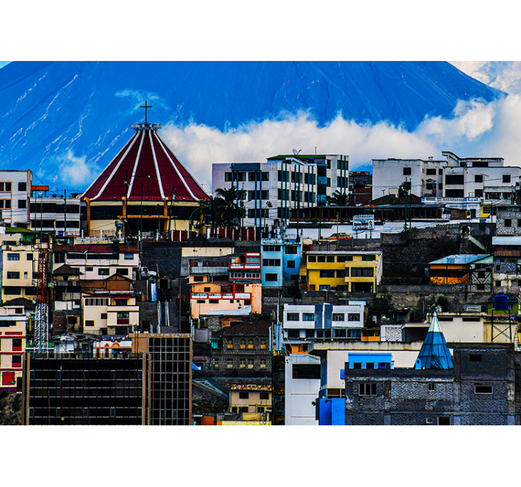 Cityscape with Volcano city wall mural - TenStickers