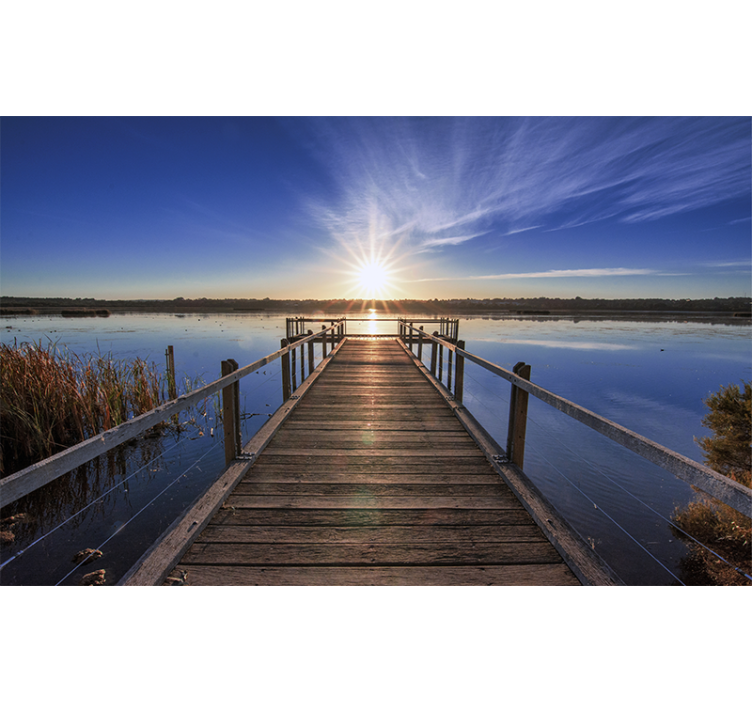Serene Sunset Pier landscape wall mural - TenStickers