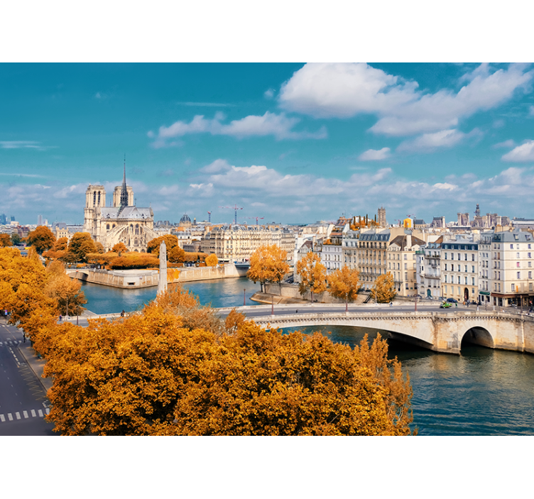 Paris wall mural notre dame autumn scene - TenStickers
