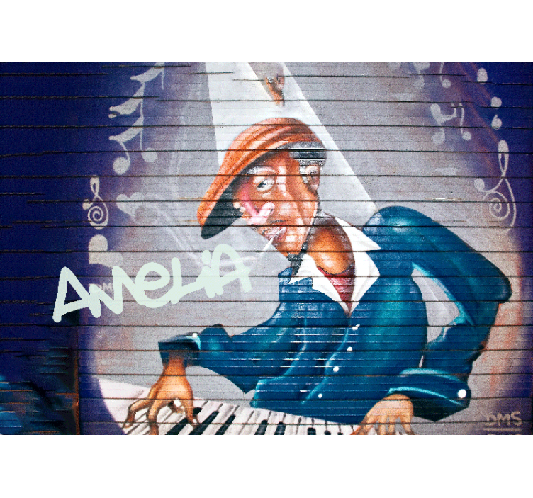 Musician with Hat graffiti wall mural - TenStickers