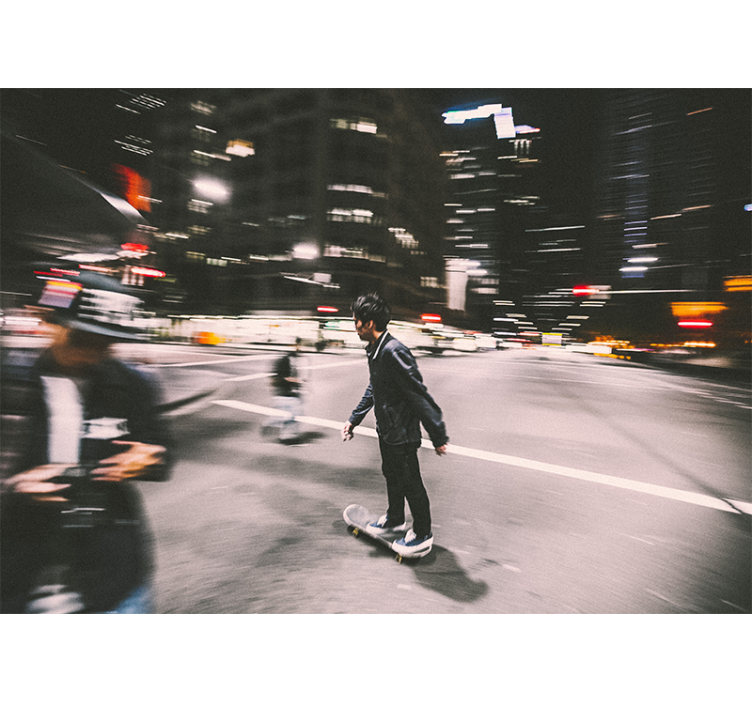 City wall mural urban night skate design - TenStickers