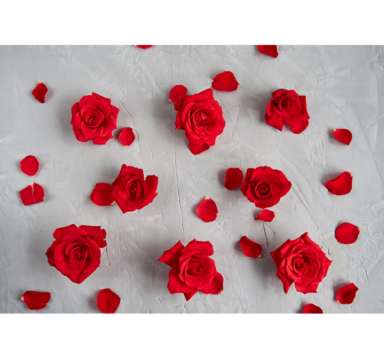 Red Rose Petals flower wall mural - TenStickers