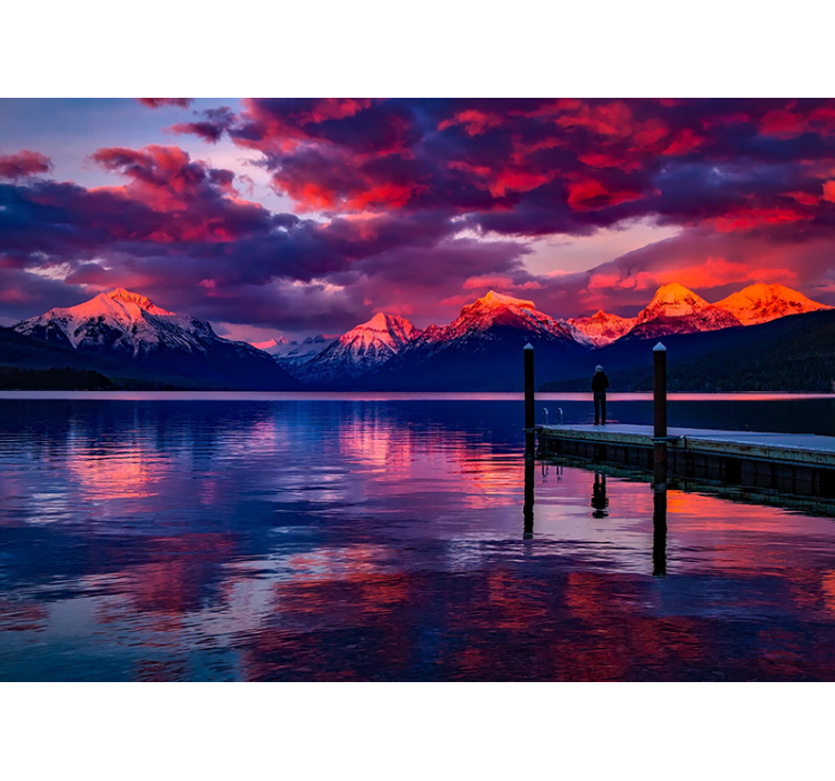 Landscape wall mural majestic mountain echoes - TenStickers