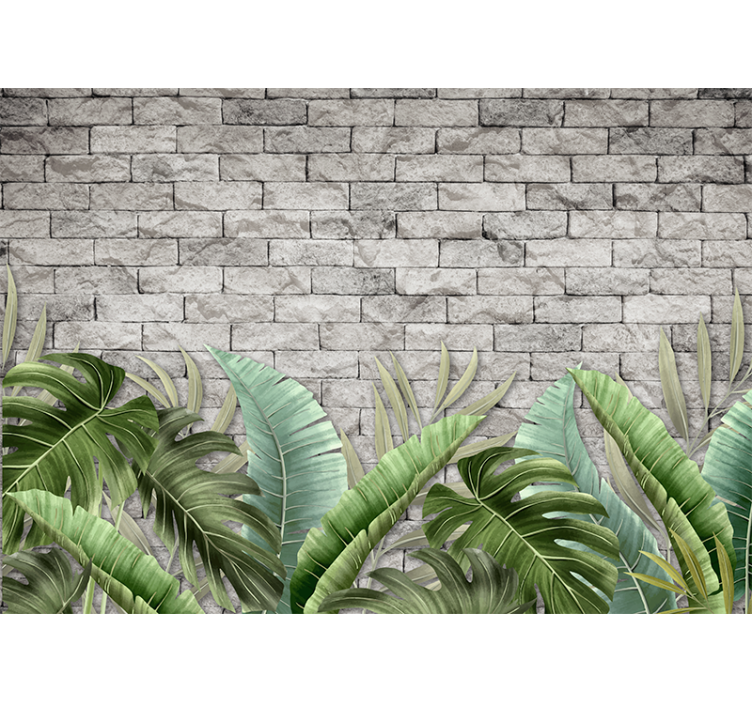 Green garden on brick wall brick wall mural - TenStickers