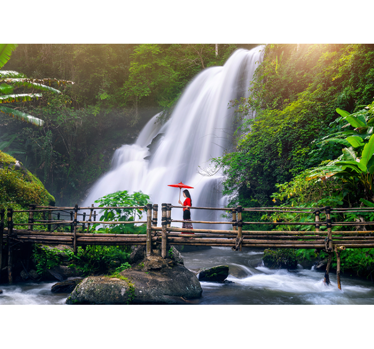 Landscape wall mural serene waterfall scene - TenStickers