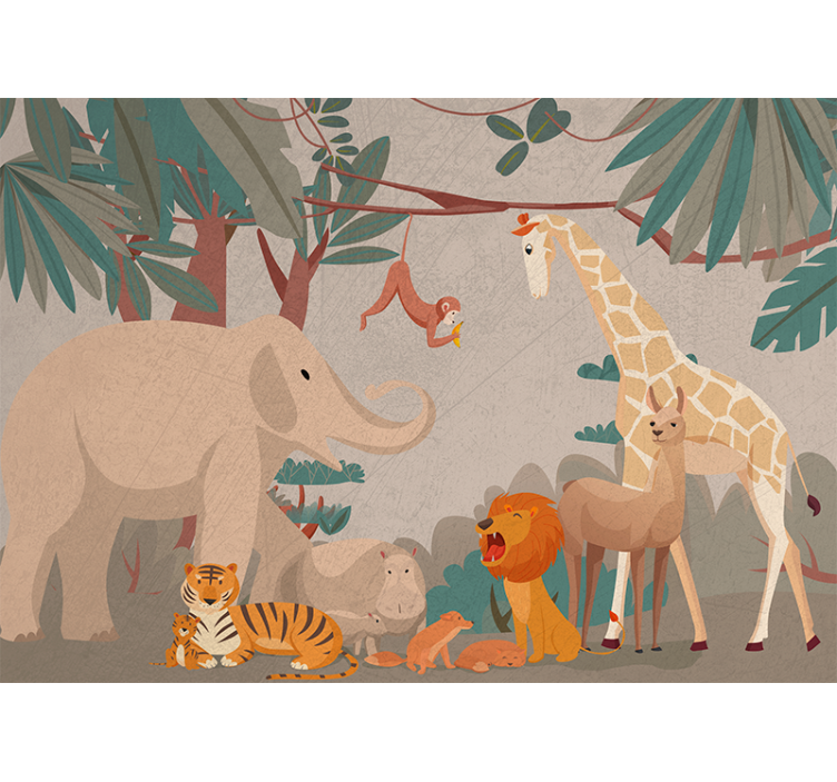 Safari Animal Gathering animals wall mural - TenStickers