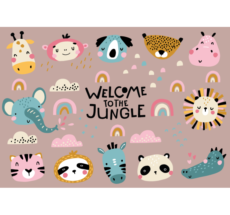 Animals wall mural cute jungle creatures - TenStickers