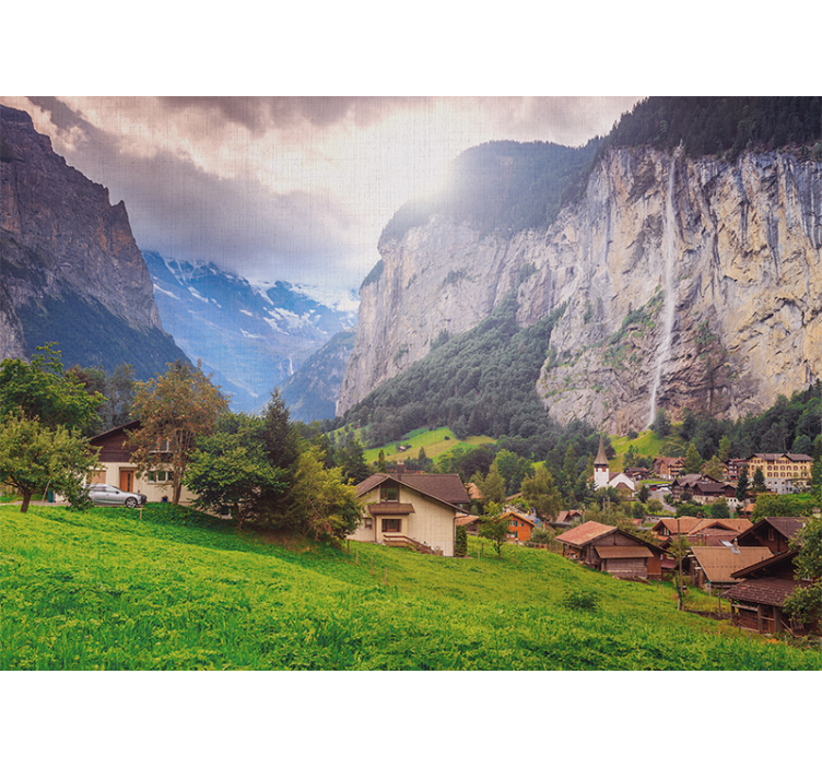 Landscape wall mural mountain valley scene - TenStickers