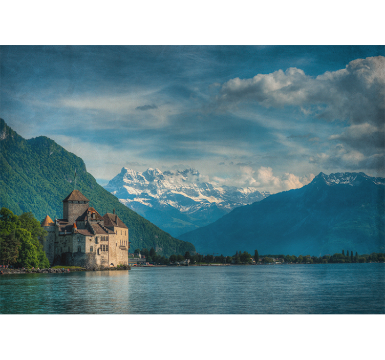 Landscape wall mural mountain castle view - TenStickers