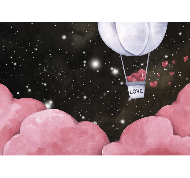 Romantic wall mural heart balloon adventure - TenStickers