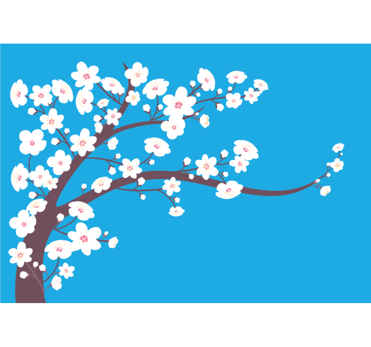 Flower wall mural sakura blossom branch - TenStickers