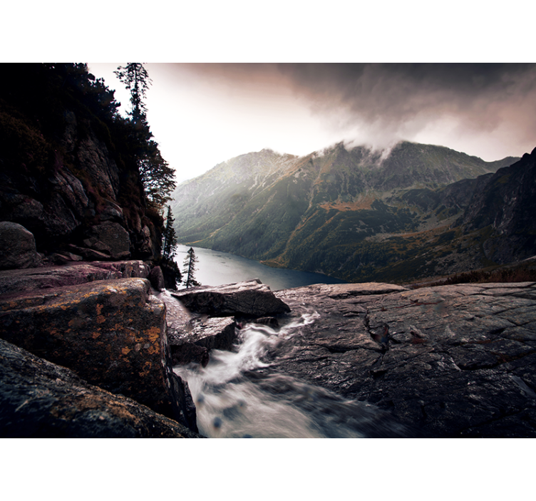 Landscape wall mural scenic lake view in the mountains - TenStickers