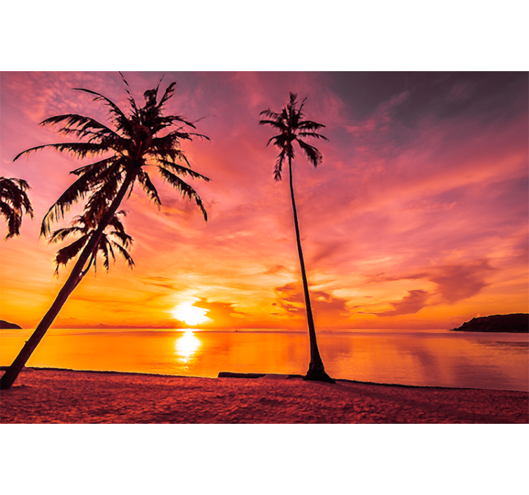 Wall mural nature tropical sunset scene - TenStickers