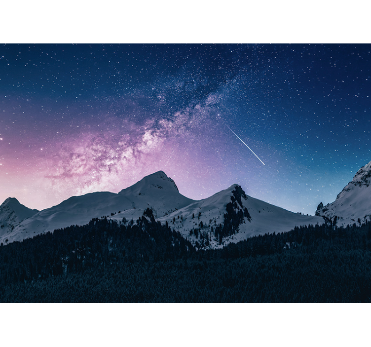 Snow mountain under stars wall mural - TenStickers