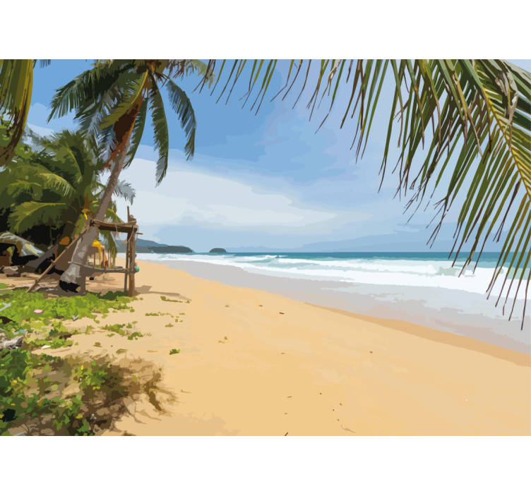 Landscape wall mural tropical shoreline scene - TenStickers