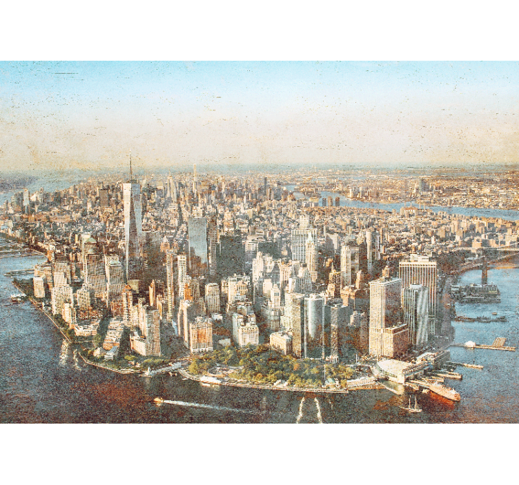 City wall mural aerial view of manhattan - TenStickers