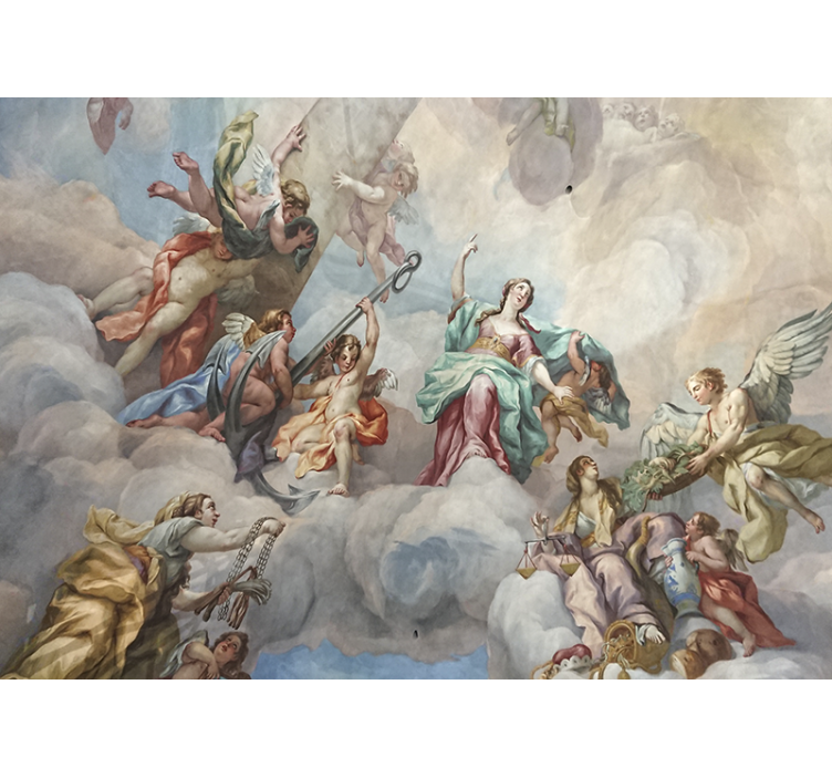 Angels in the sky Classic Art Wall Mural - TenStickers