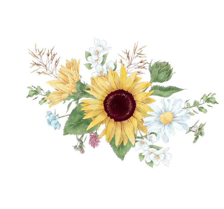 Flower wall mural sunflower blossom arrangement - TenStickers