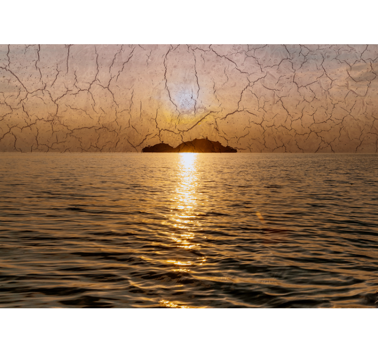 Wall mural mountain dusk over the ocean - TenStickers