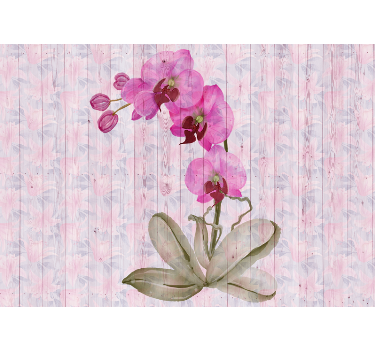 Flower wall mural pink orchid blooms - TenStickers