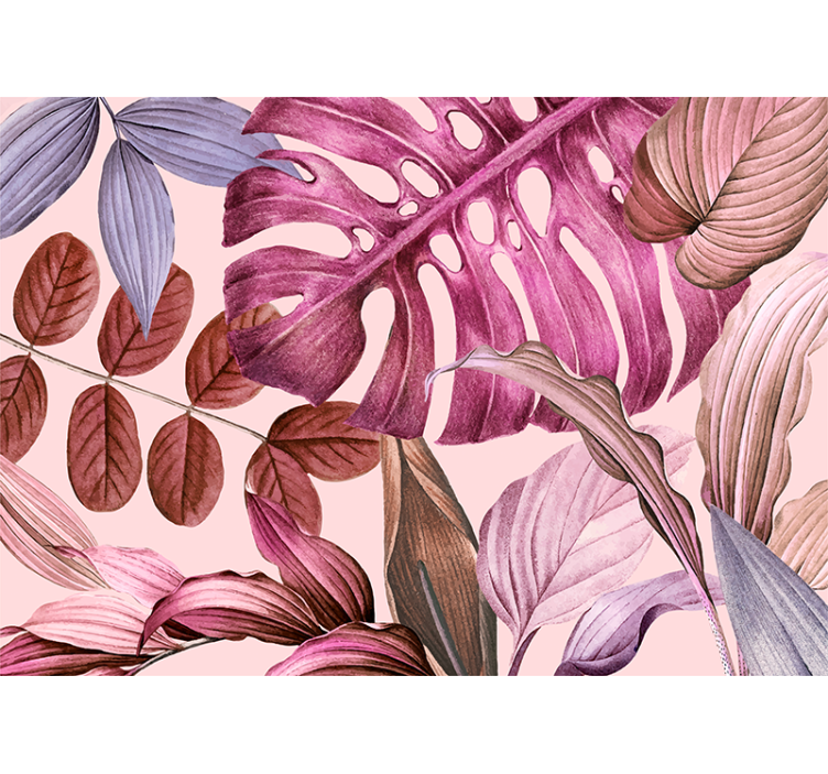 Flower wall mural lively tropical leaves design - TenStickers
