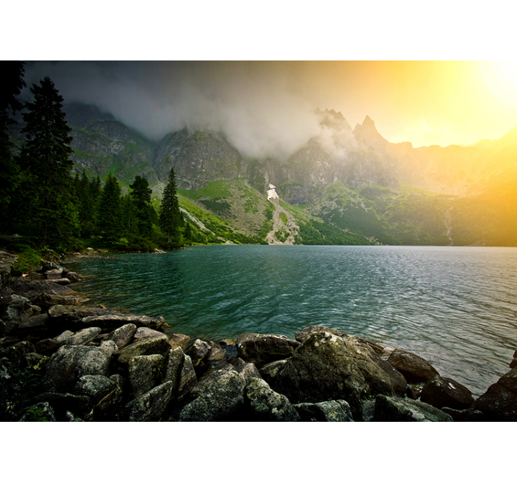 Mountainous lake view landscape wall mural - TenStickers