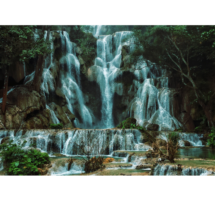 Wall mural mountain majestic waterfall scene - TenStickers