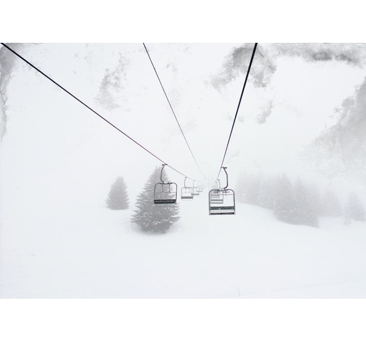 Wall mural mountain ski lift perspective - TenStickers