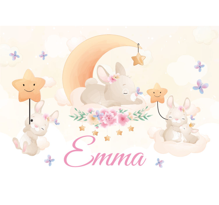 Childrens wall mural bunny moon stars - TenStickers