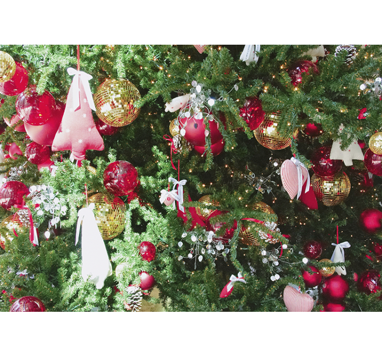 Christmas wall mural with cheerful holiday ornaments - TenStickers