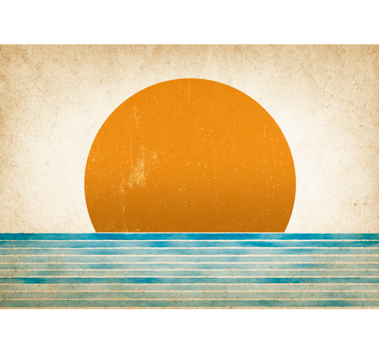 Sunset over water illustration Wall Murals - TenStickers