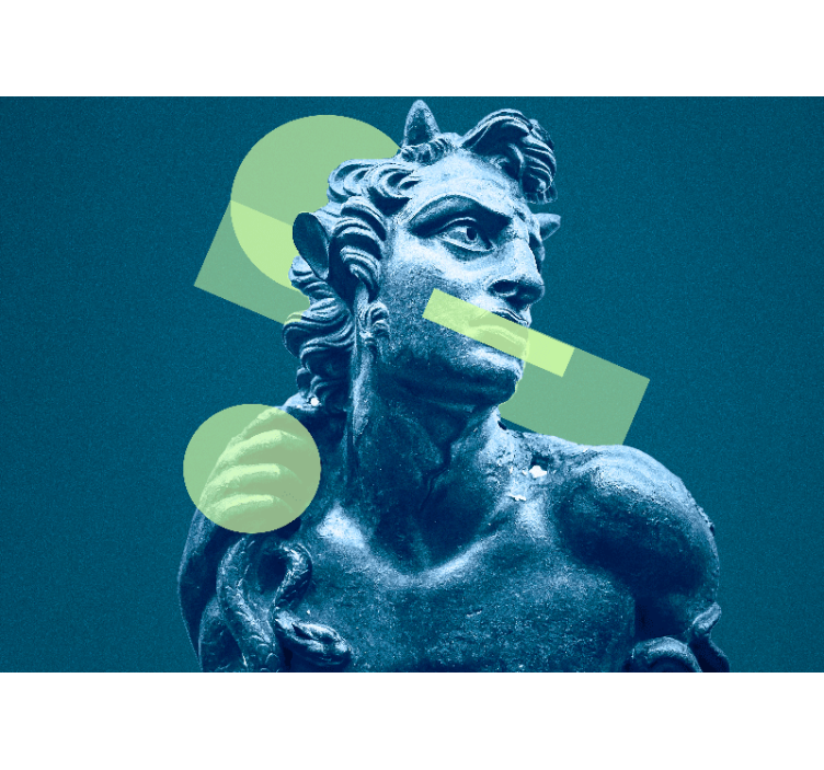 Art wall mural geometric shape statue - TenStickers