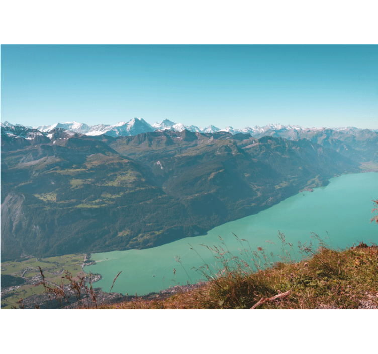 Landscape wall mural alpine lake scene - TenStickers