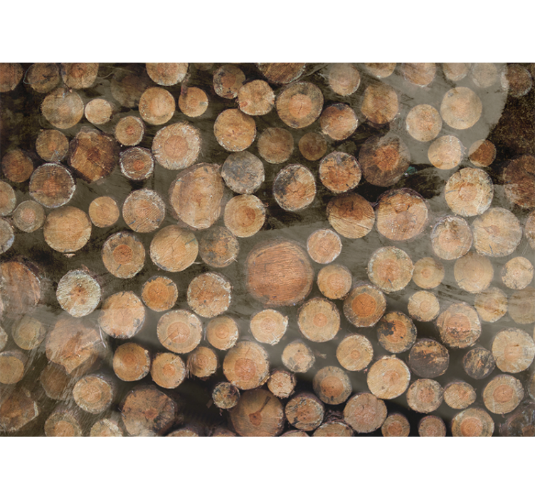 Texture wall mural wooden log arrangement - TenStickers
