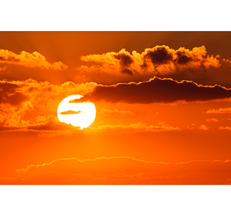 Sky wall mural sunset over clouds - TenStickers