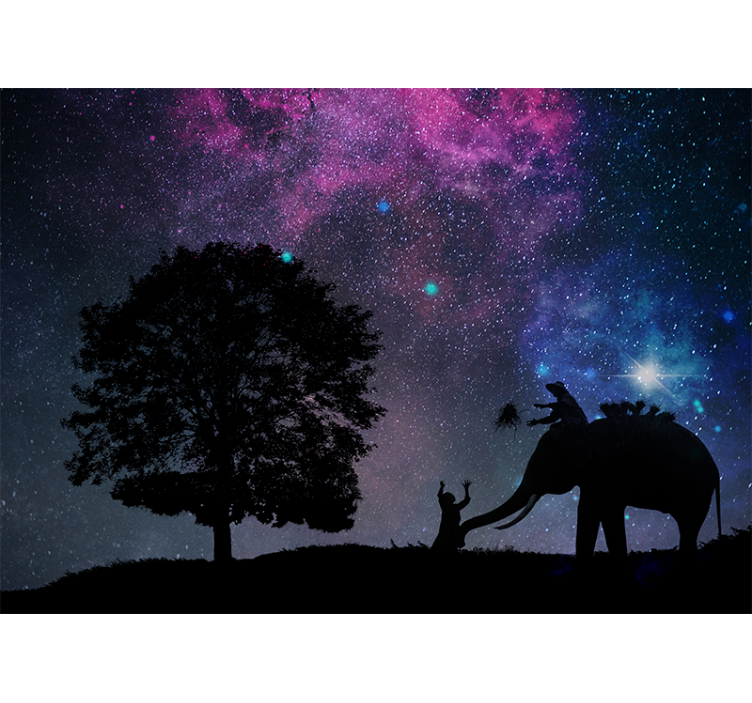 Quote wall mural cosmic elephant journey - TenStickers