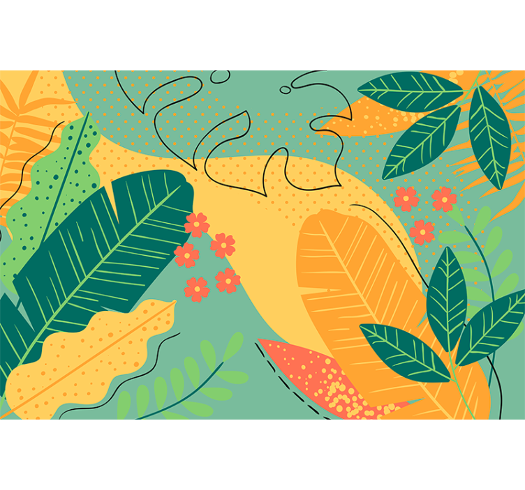 Modern orange leaves wall mural - TenStickers