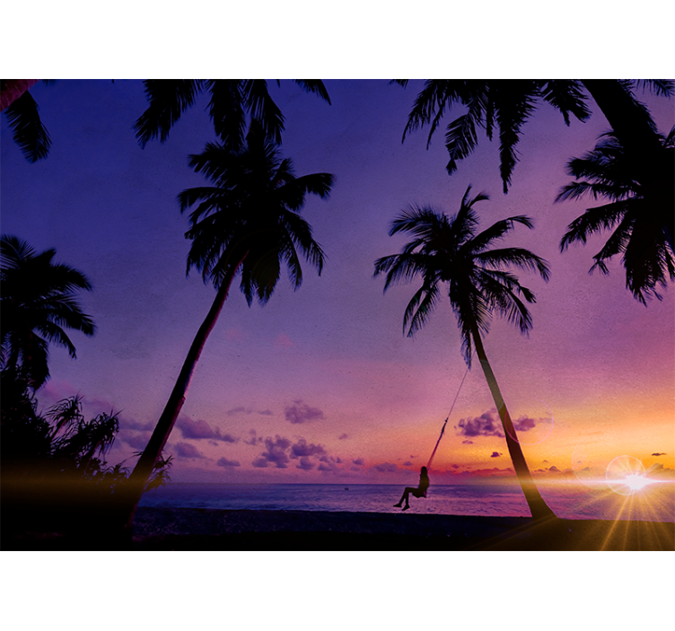 Wall mural nature sunset swinging palm trees - TenStickers